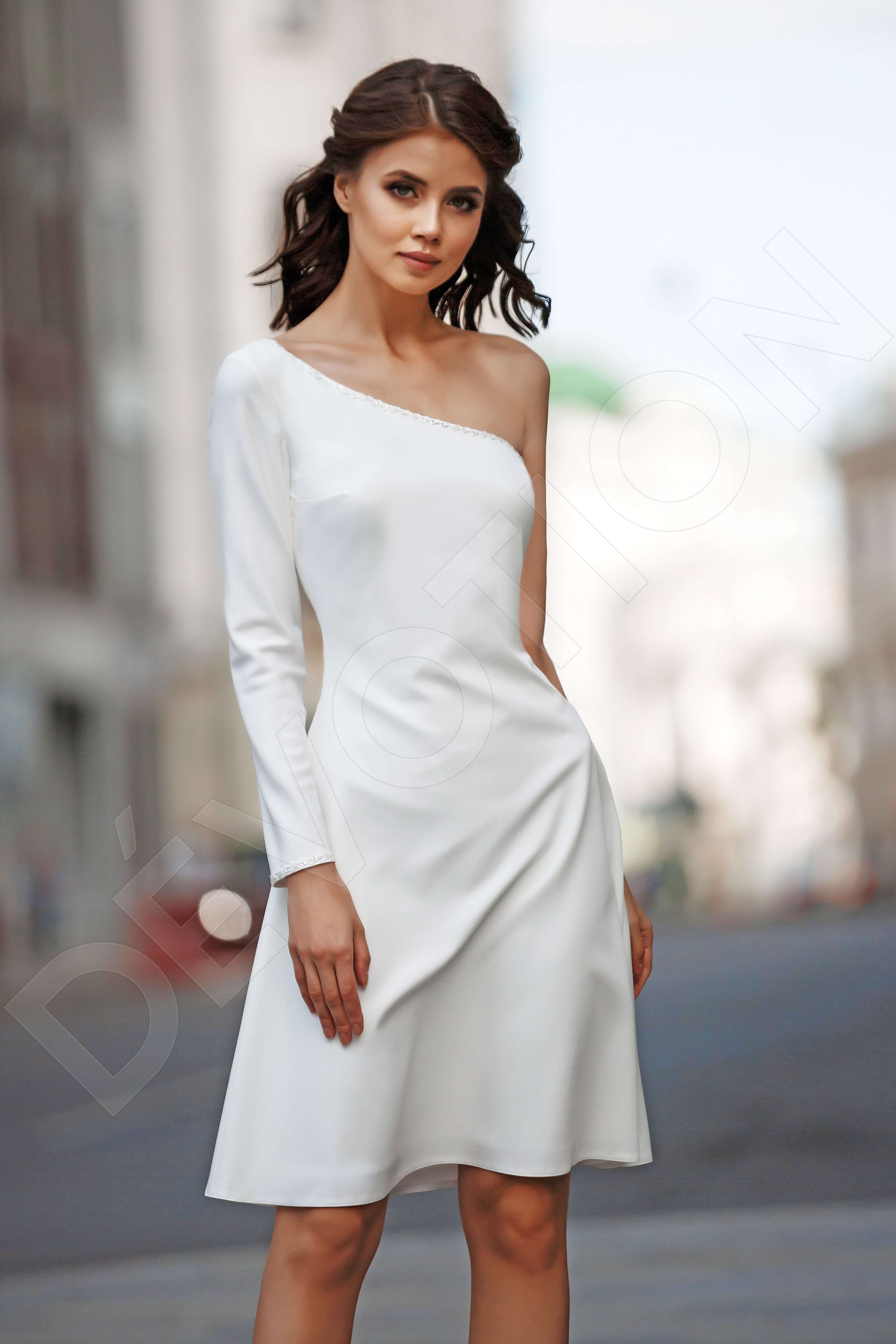One Shoulder Sheath Wedding Dress With Leaf Embroidery | Kleinfeld Bridal
